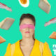'Feed me the Truth' banner with images of various food and a blindfolded woman